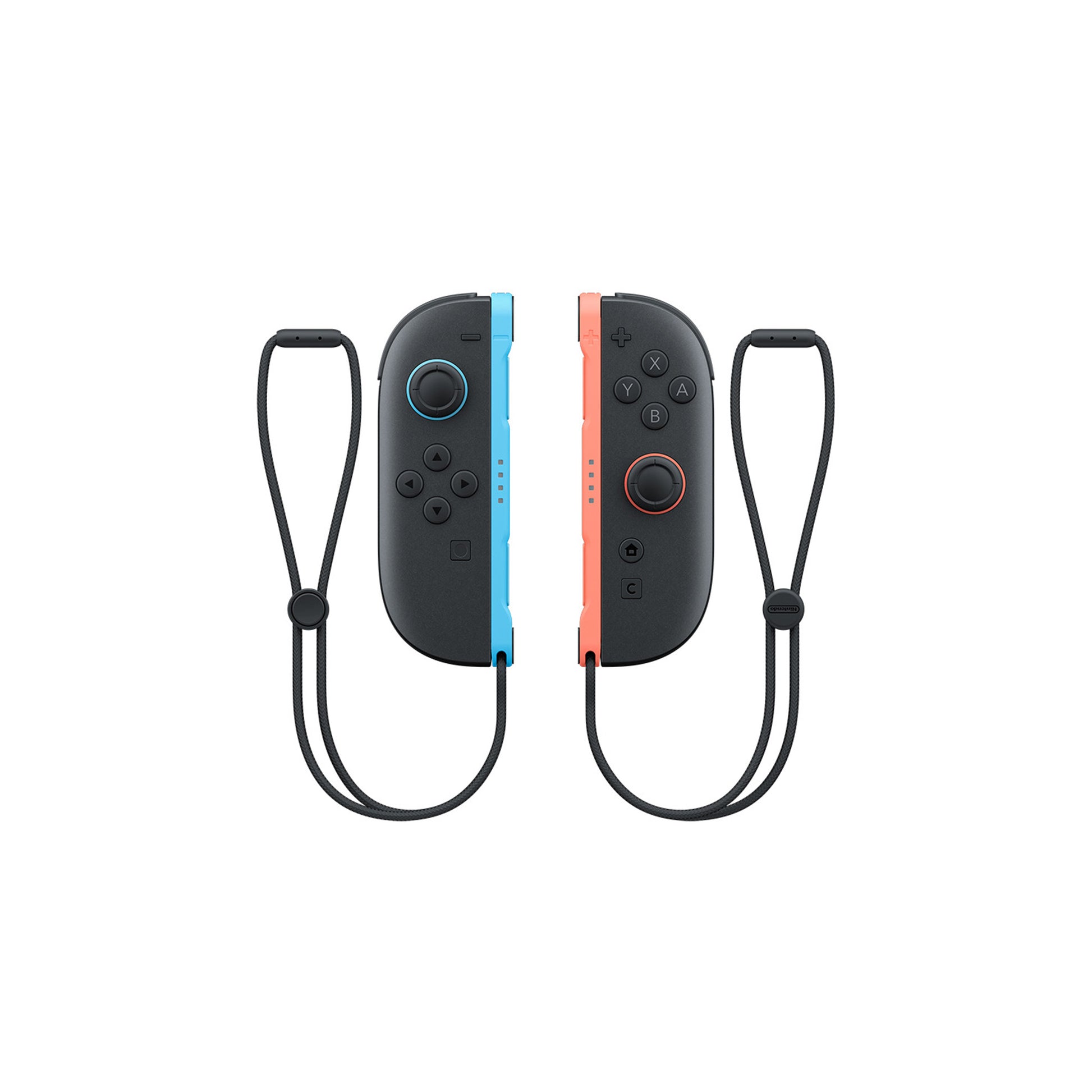 Nintendo Switch 2 Joy-Con 2 2er-Set in Hellblau und Hellrot mit Handschlaufen - Vorderseite