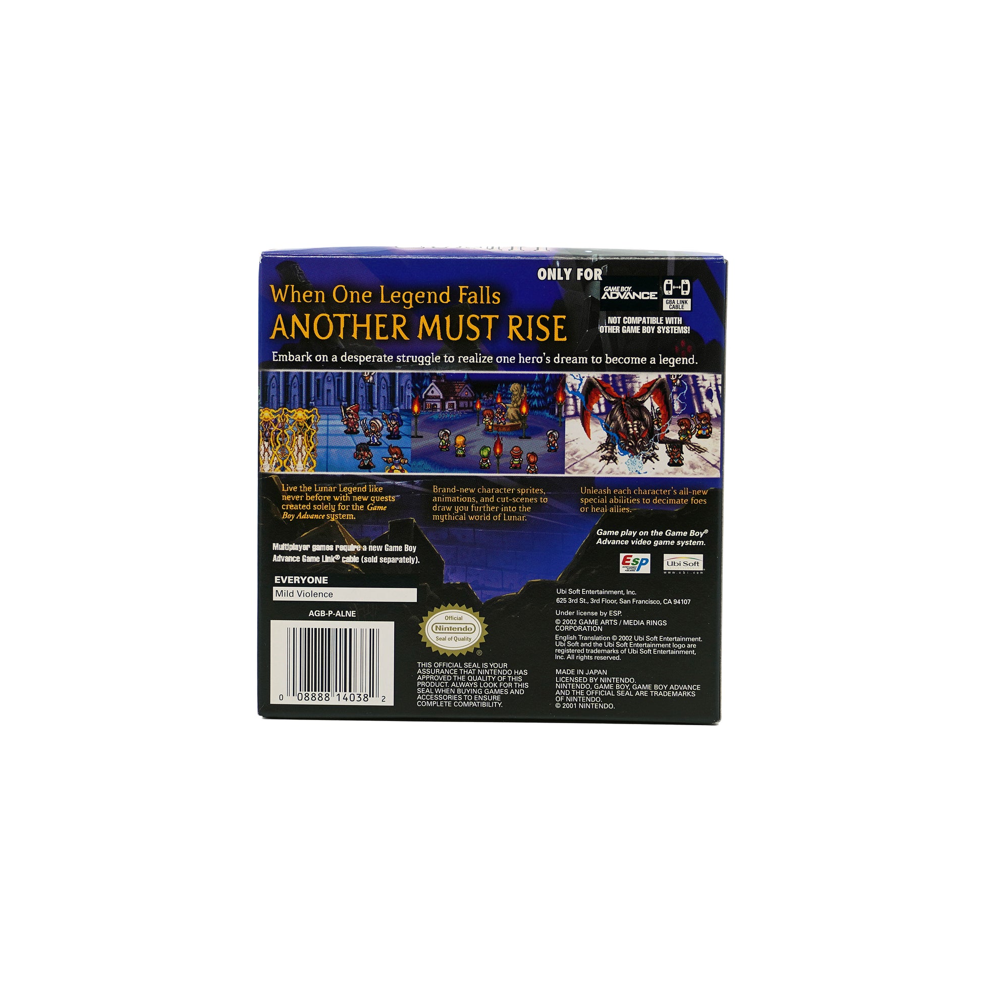 Lunar Legend Spiel für Game Boy Advance in Originalverpackung - Rückseite