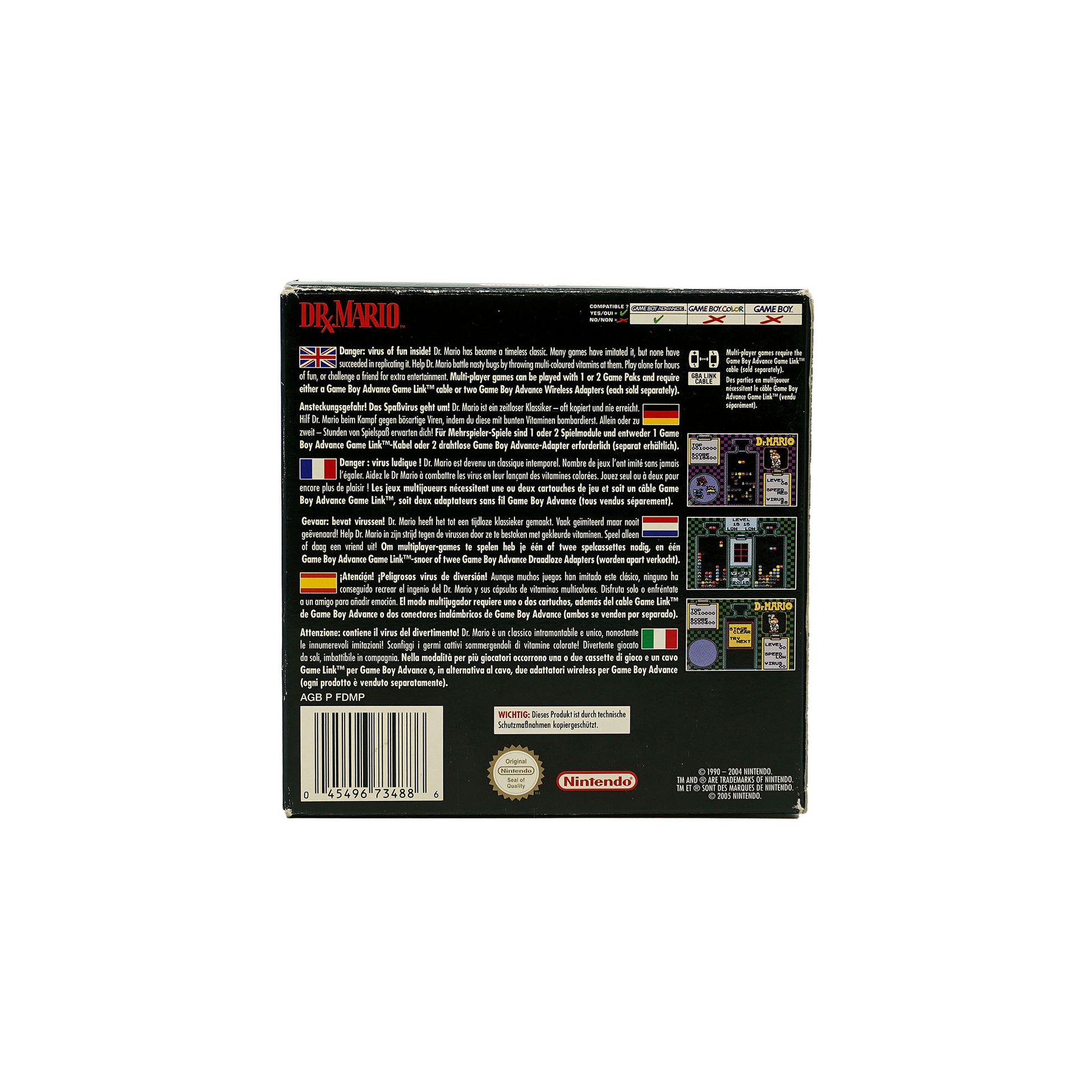 NES Classics: Dr. Mario Spiel für Game Boy Advance in Originalverpackung - Rückseite