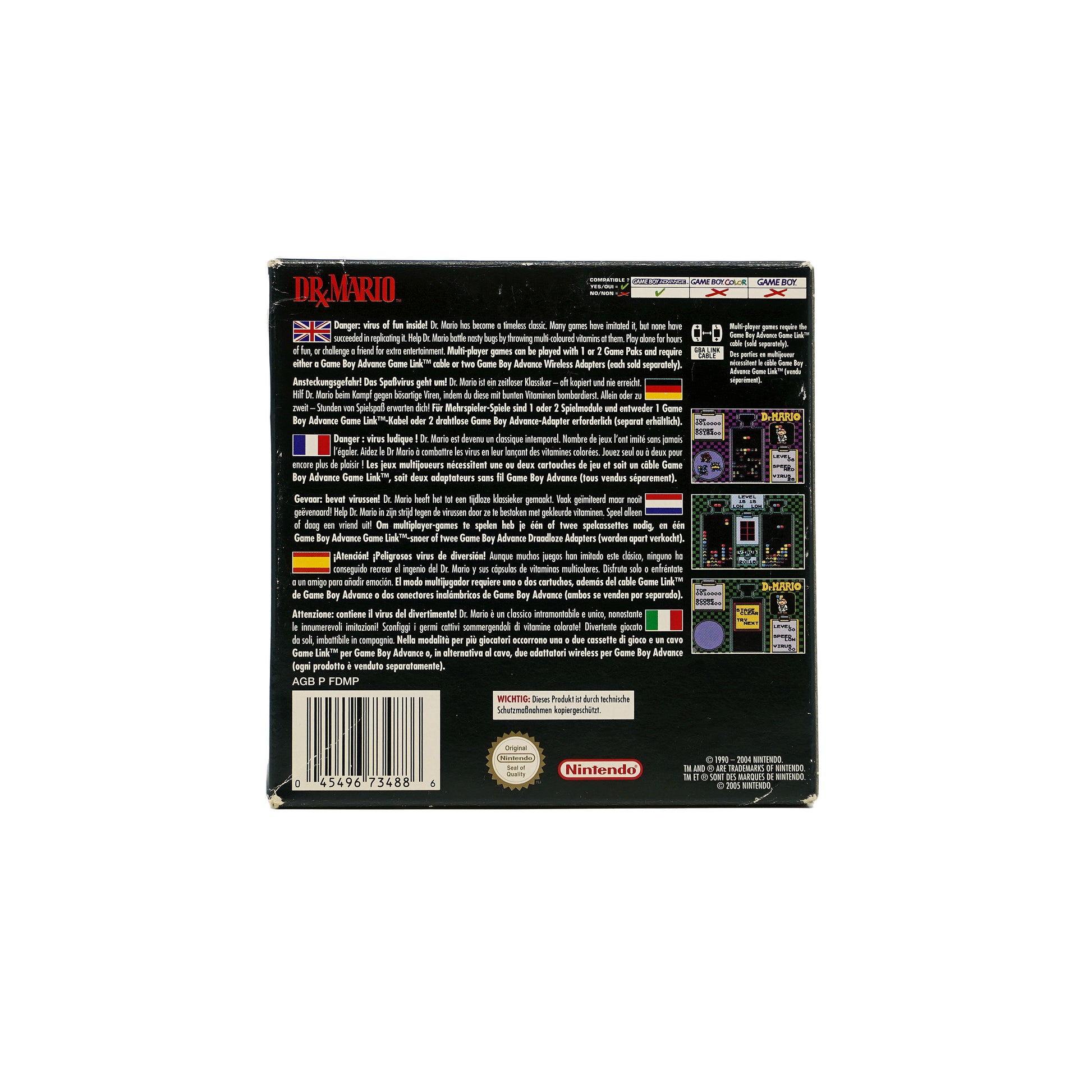 NES Classics: Dr. Mario Spiel für Game Boy Advance in Originalverpackung - Rückseite