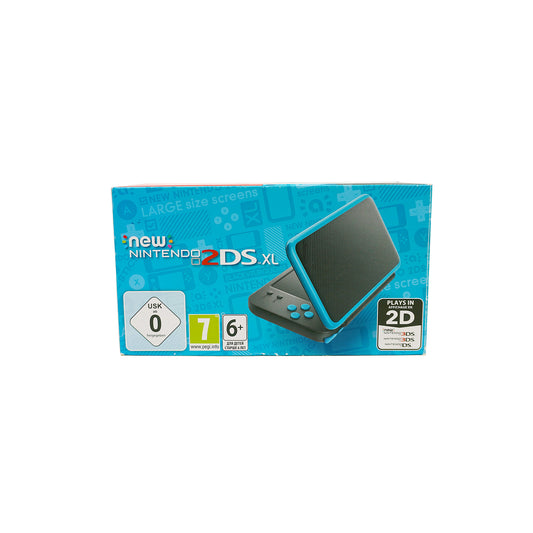 New Nintendo 2DS XL Konsole Black + Turquoise in Originalverpackung - Vorderseite