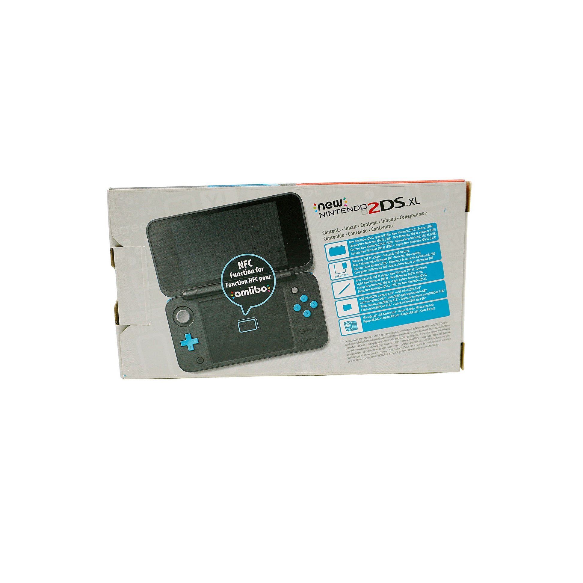 New Nintendo 2DS XL Konsole Black + Turquoise in Originalverpackung - Rückseite