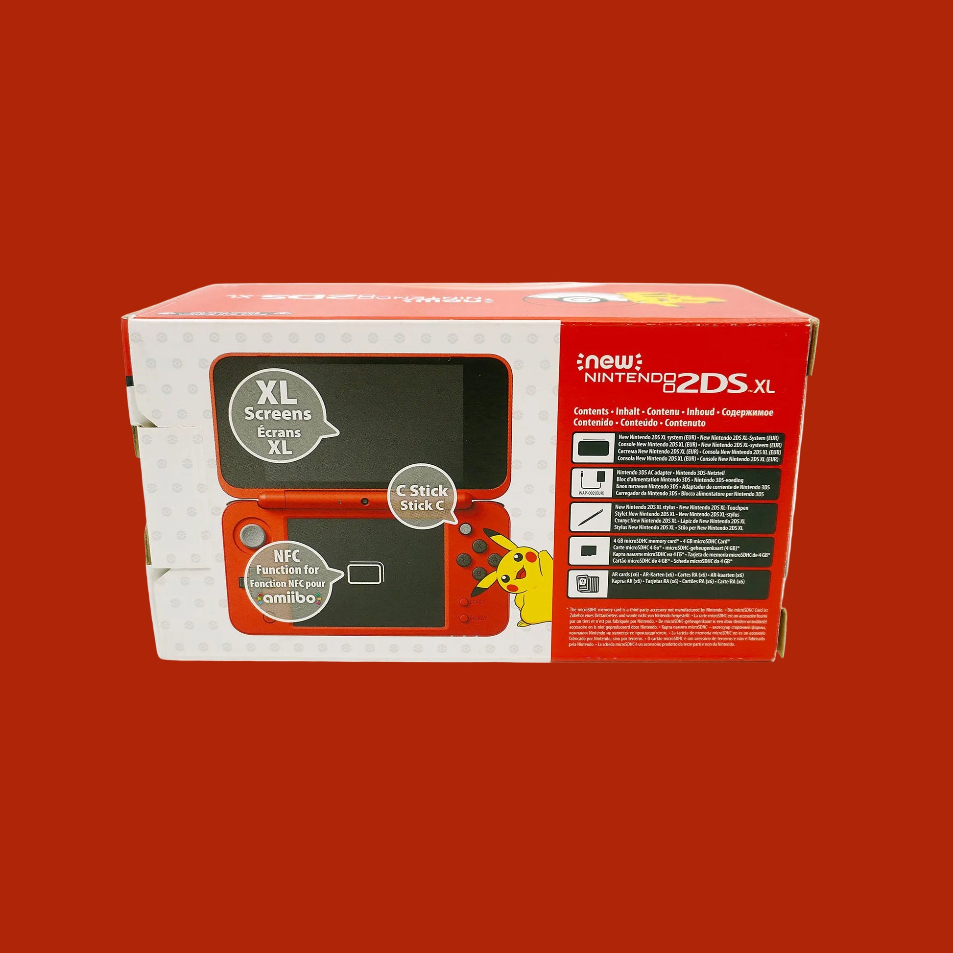New 2DS XL Konsole als Pokéball Edition in Originalverpackung - Produktfoto Box Rückseite