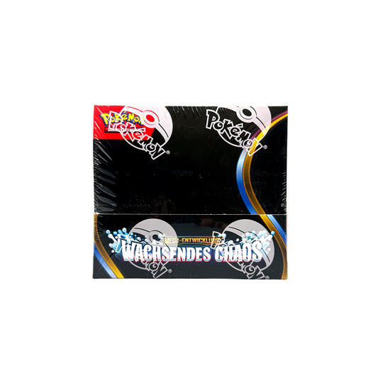 Pokémon Mega-Entwicklung Wachsendes Chaos Display für Pokémon Sammelkartenspiel in Originalverpackung - Vorderseite