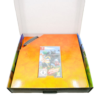 Ring Fit Adventure für Nintendo Switch – Blick in die geöffnete Big Box mit dem Spiel in Originalhülle und dem Ring-Con-Zubehör