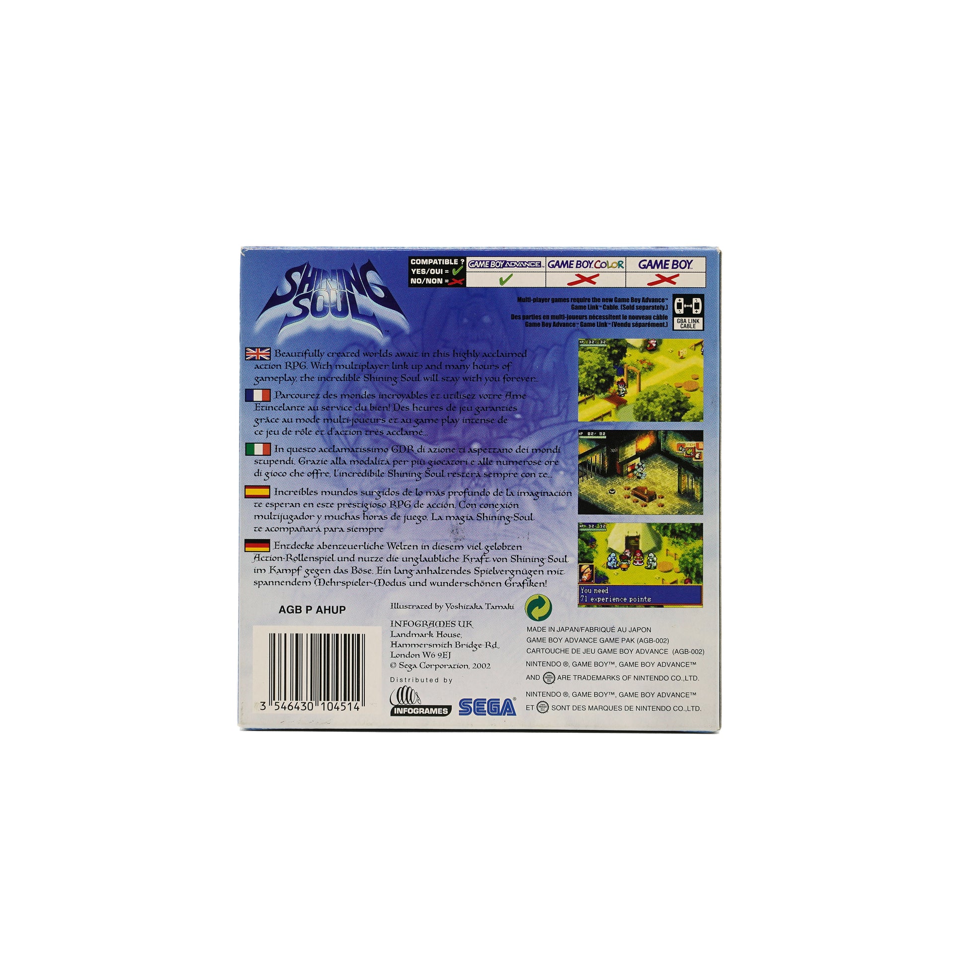 Shining Soul Spiel für Game Boy Advance in Originalverpackung - Rückseite