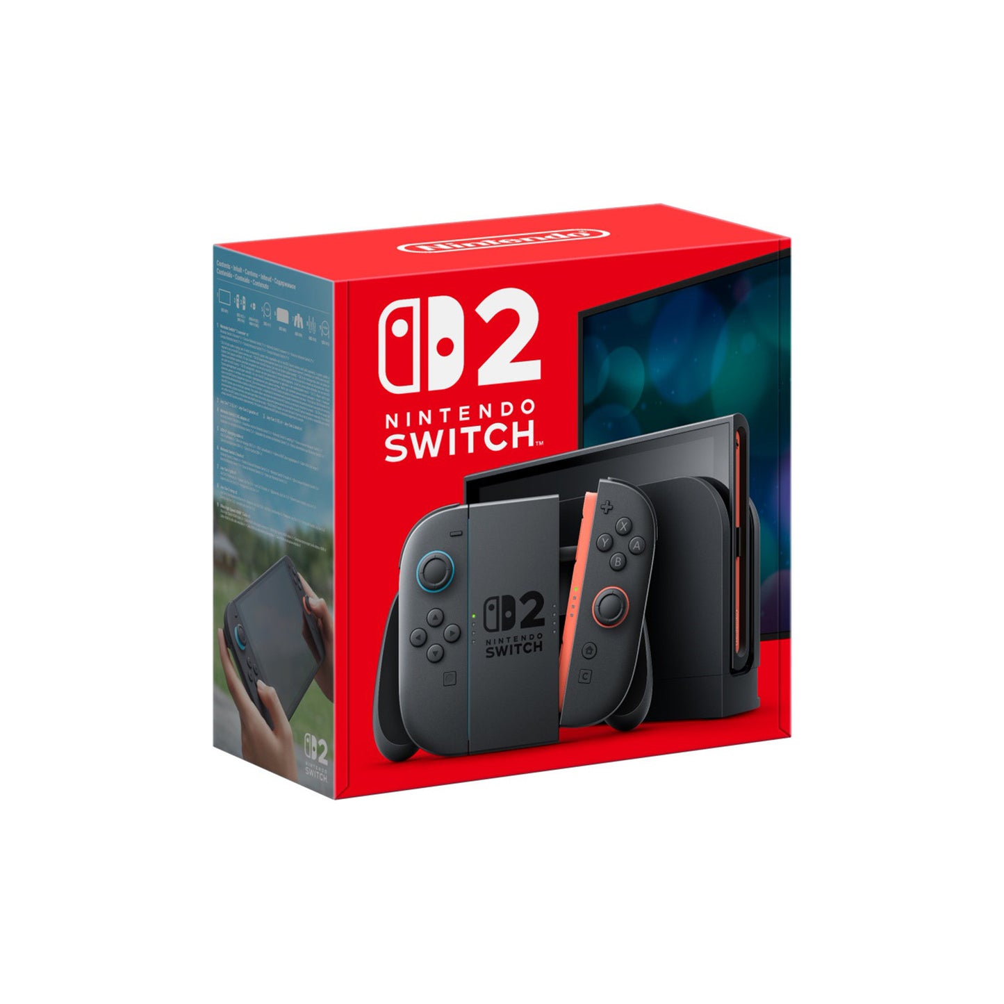 Nintendo Switch 2 in Originalverpackung - Schrägansicht von vorne