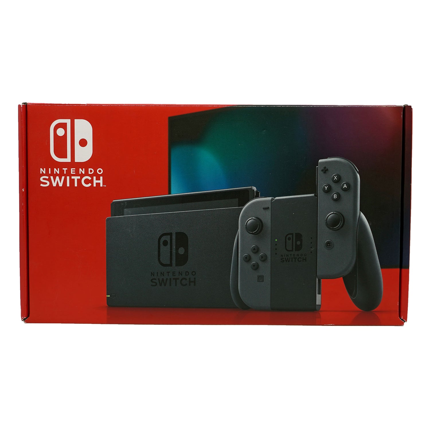 Switch Konsole mit grauen Joy-Cons in Originalverpackung