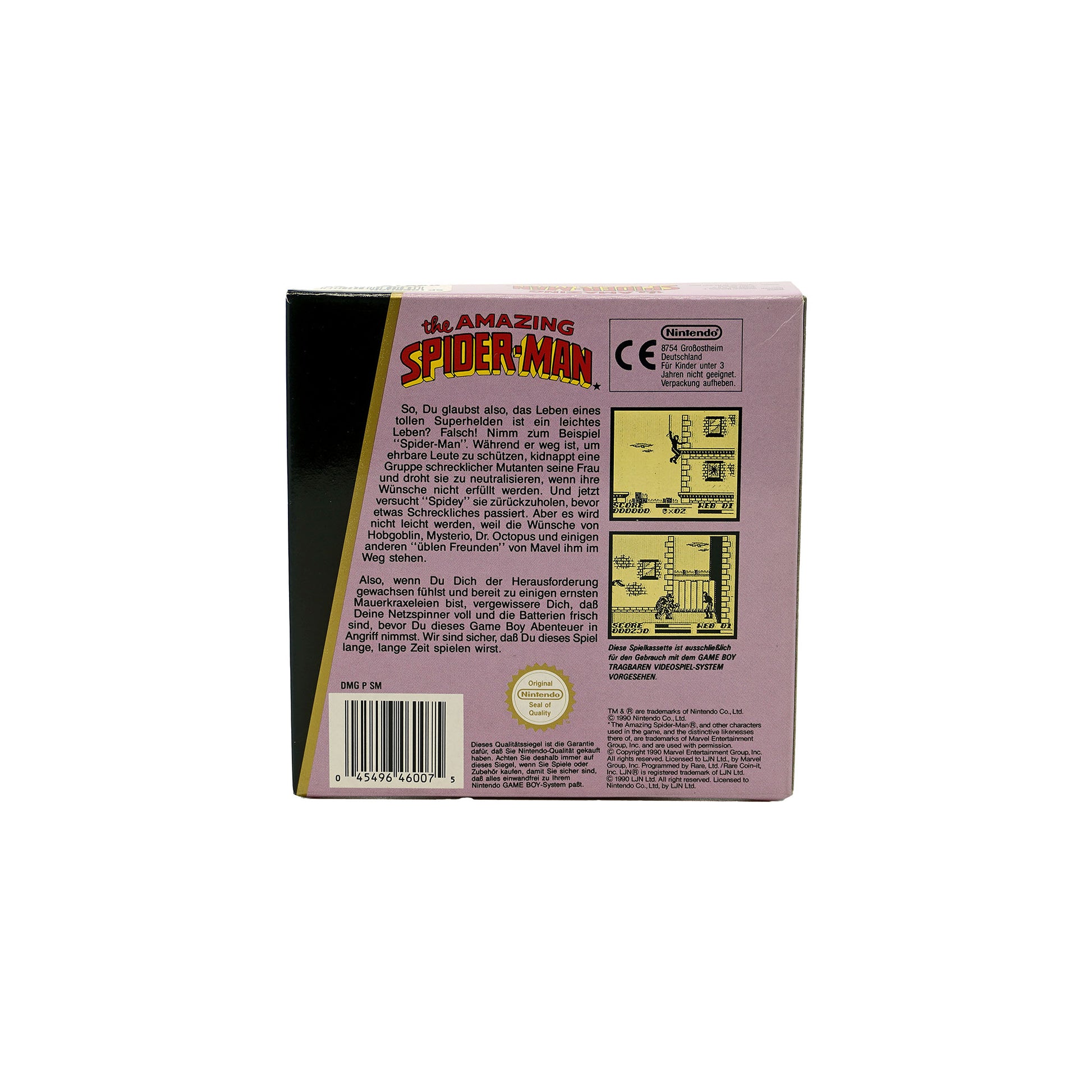 The Amazing Spider-Man Spiel für Game Boy in Originalverpackung - Rückseite