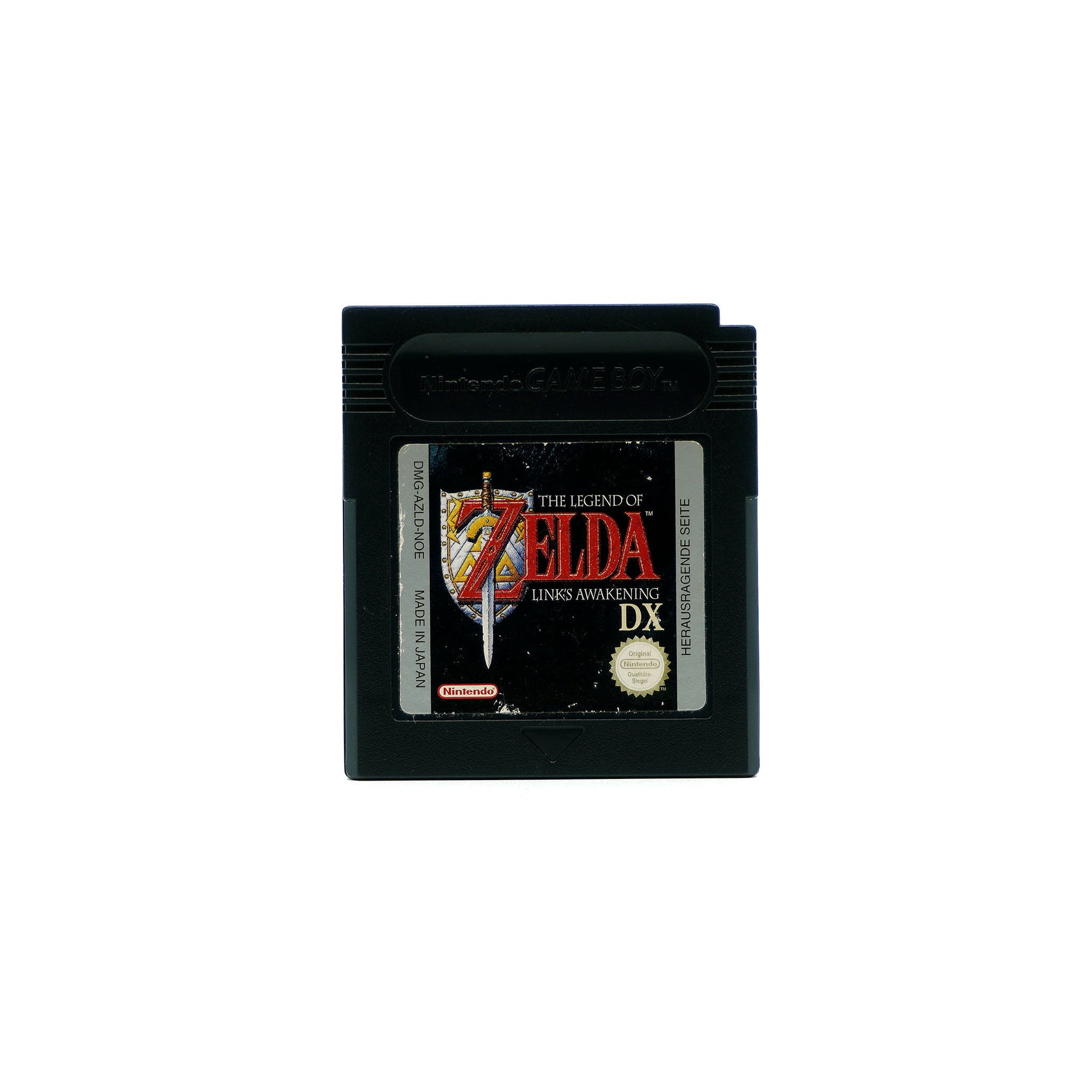 The Legend of Zelda: Link's Awakening DX Spiel für Gameboy Color in schwarzem Gehäuse in gebrauchtem Zustand - Vorderseite