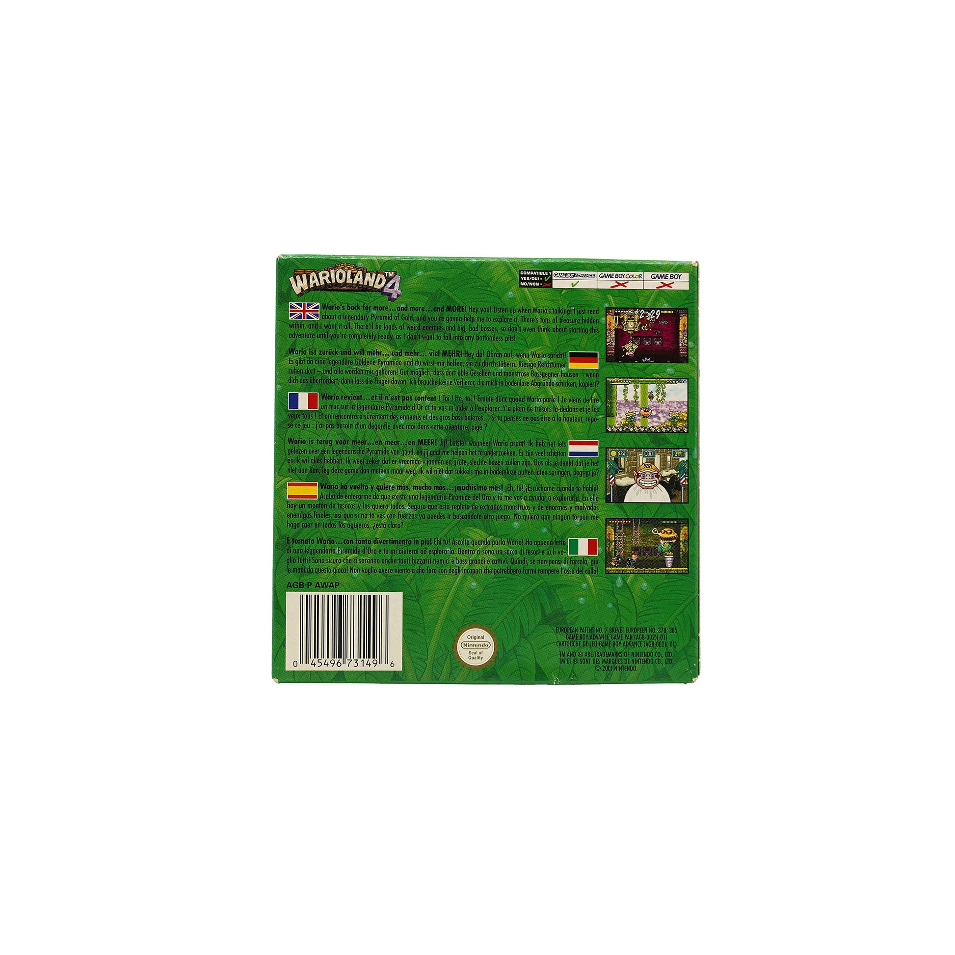 Wario Land 4 Spiel für Game Boy Advance in Originalverpackung - Rückseite