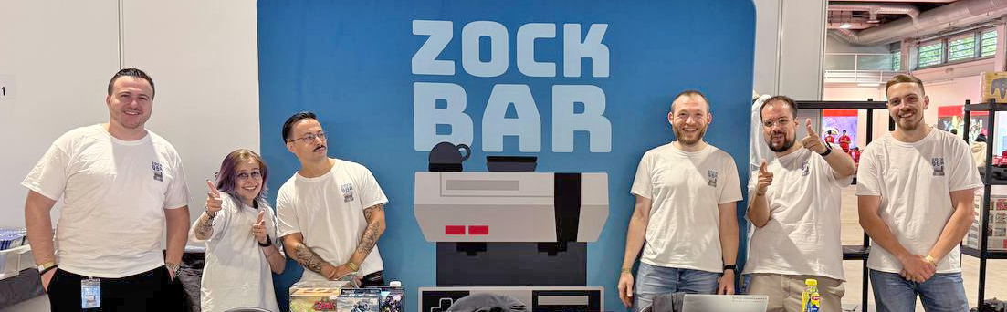 Ein Teil des Zockbar Teams mit Helfer:innen an einem Event